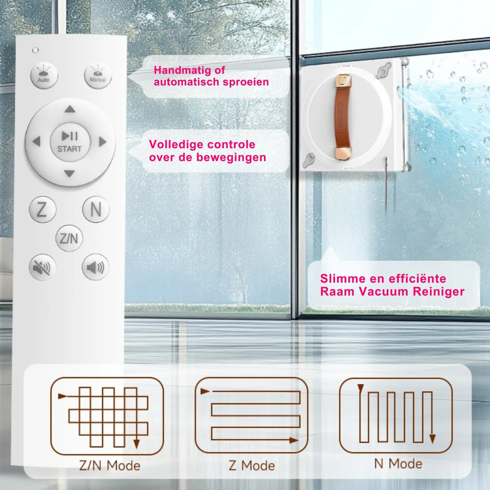 Elinar Smartclean - Ramenwasser Robot met Vacuüm en Spray - 4 modi